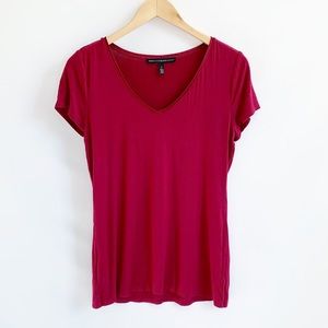 White House Black Market Red V-Neck Tee